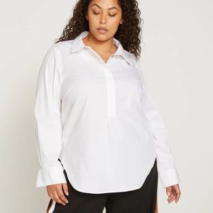 Universal Standard White Elbe Stretch Poplin Shirt 18/20